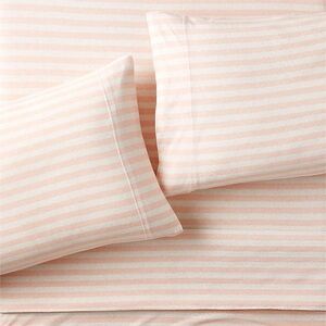 Crate&Barrel Soft Pink and White Striped Sheets